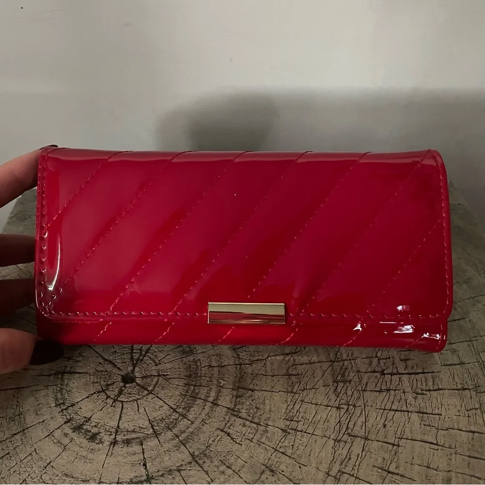 Shiny Red Vegan Leather Wallet